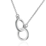 Fashion Zircon Geometric Shape Double Ring Necklace - Zambeel