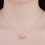 Fashion Zircon Geometric Shape Double Ring Necklace - Zambeel