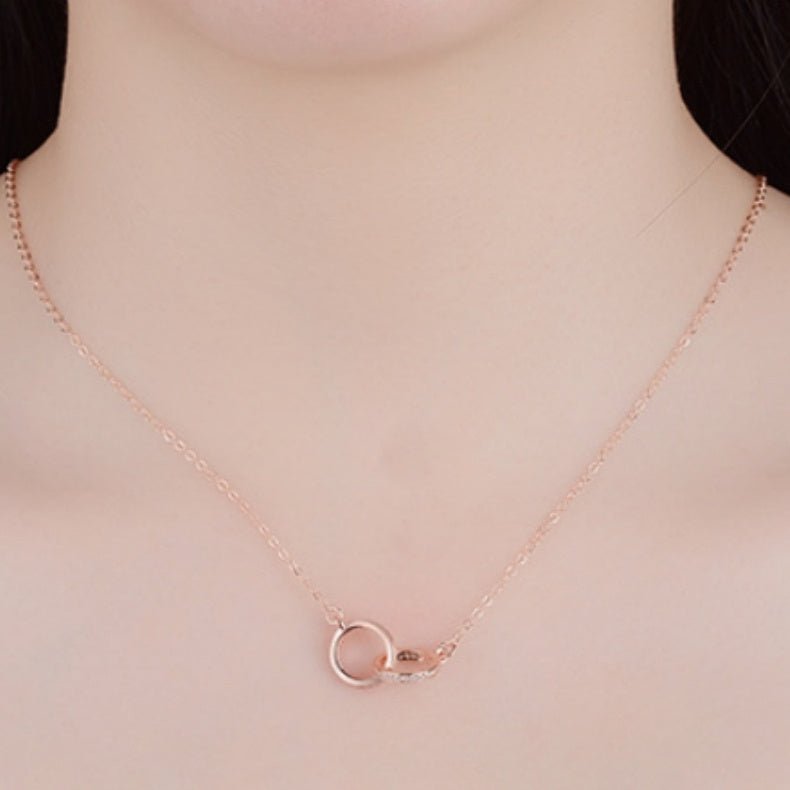 Fashion Zircon Geometric Shape Double Ring Necklace - Zambeel