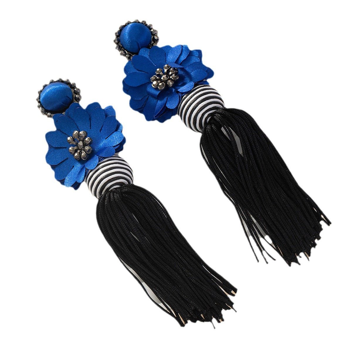 Fashionable Exaggerated Flower Tassel Earrings In Bohemian Ethnic Style - Zambeel