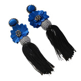 Fashionable Exaggerated Flower Tassel Earrings In Bohemian Ethnic Style - Zambeel