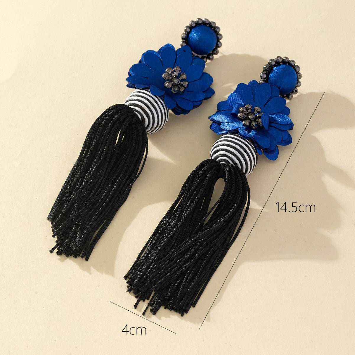 Fashionable Exaggerated Flower Tassel Earrings In Bohemian Ethnic Style - Zambeel