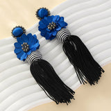 Fashionable Exaggerated Flower Tassel Earrings In Bohemian Ethnic Style - Zambeel