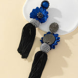 Fashionable Exaggerated Flower Tassel Earrings In Bohemian Ethnic Style - Zambeel