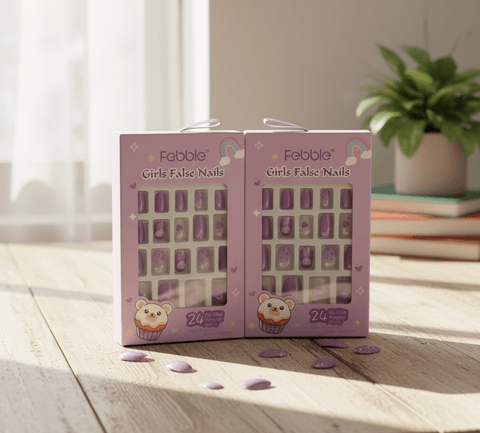 Febble - Cute Purple Cartoon Kids Nails (Original) - Zambeel