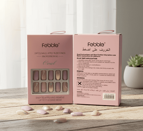 Febble - Soft Lavender & Silver Glitter Press - On Nails (Original) - Zambeel