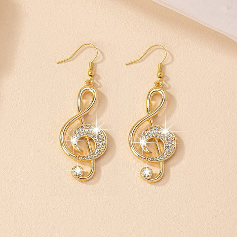 Female Gemstone Note Exaggerated Personality Earrings - Zambeel
