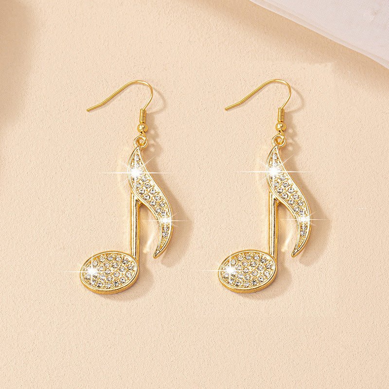 Female Gemstone Note Exaggerated Personality Earrings - Zambeel