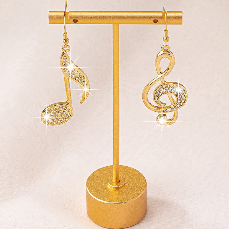 Female Gemstone Note Exaggerated Personality Earrings - Zambeel