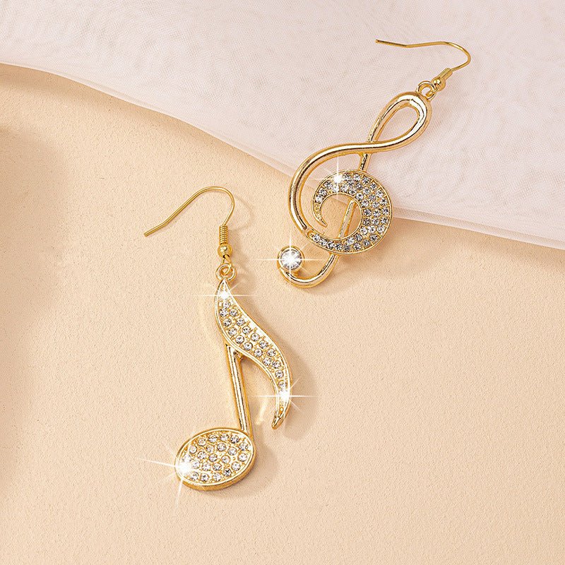 Female Gemstone Note Exaggerated Personality Earrings - Zambeel