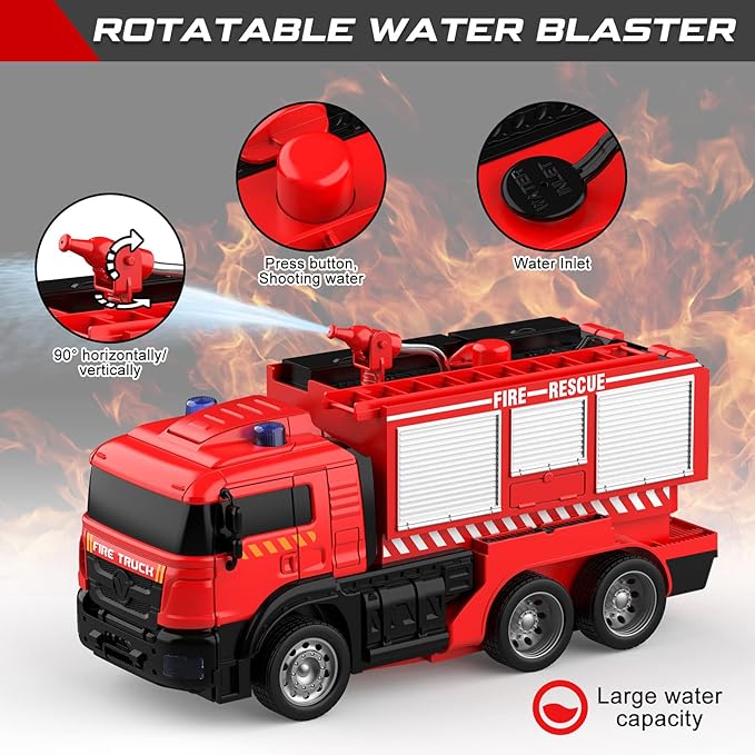 Fire Fighting - RC Deformation Fire Truck with Water Spray - Zambeel