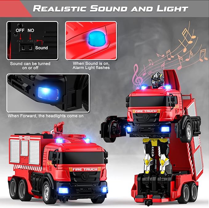 Fire Fighting - RC Deformation Fire Truck with Water Spray - Zambeel