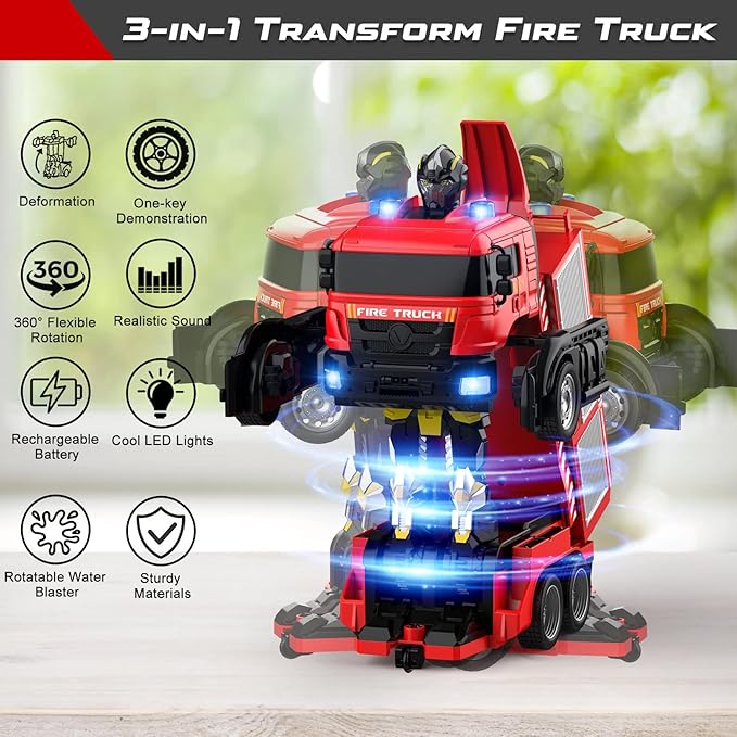 Fire Fighting - RC Deformation Fire Truck with Water Spray - Zambeel