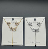 Floral Drop CZ Necklace Set - Zambeel
