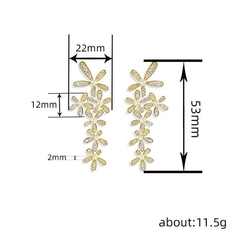 Flower Earrings For Women Elegant Exaggerated - Zambeel