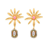 Flower Rhinestone Eardrops Earrings Exaggerated Ladies - Zambeel