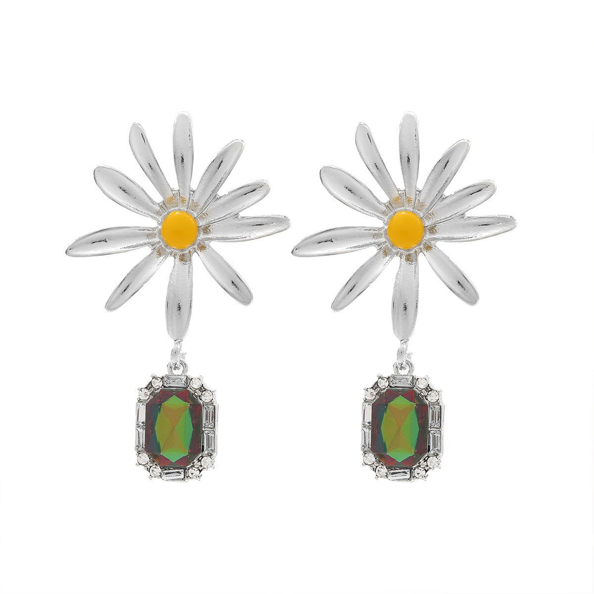 Flower Rhinestone Eardrops Earrings Exaggerated Ladies - Zambeel