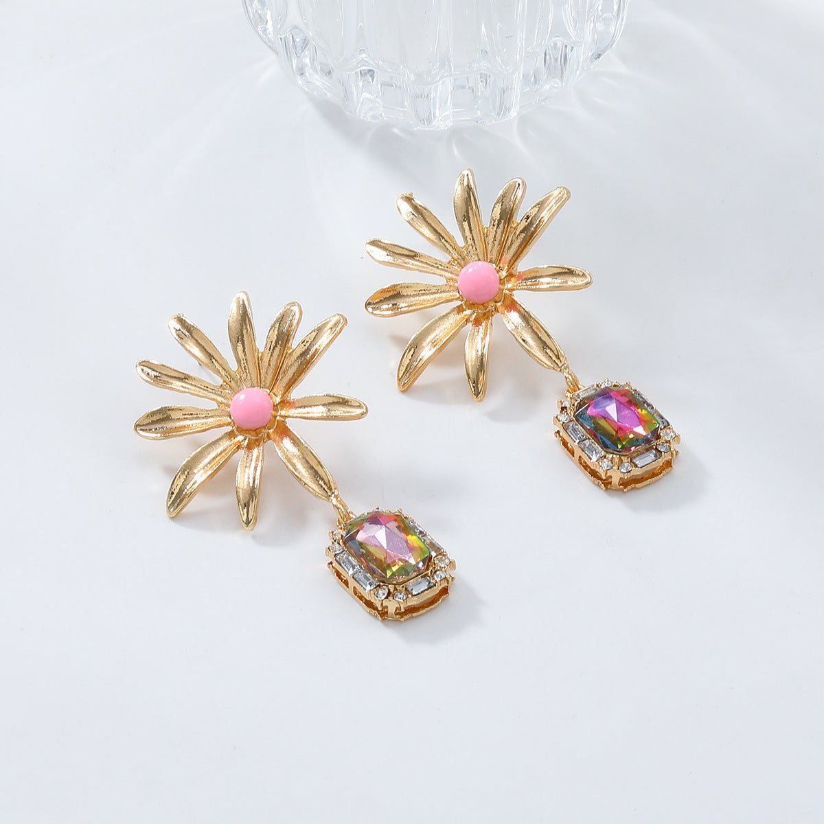 Flower Rhinestone Eardrops Earrings Exaggerated Ladies - Zambeel