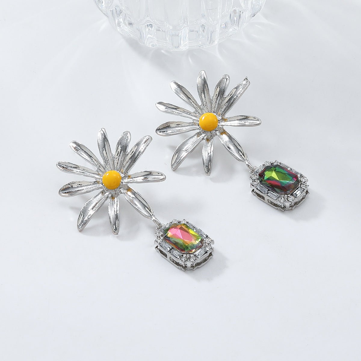 Flower Rhinestone Eardrops Earrings Exaggerated Ladies - Zambeel