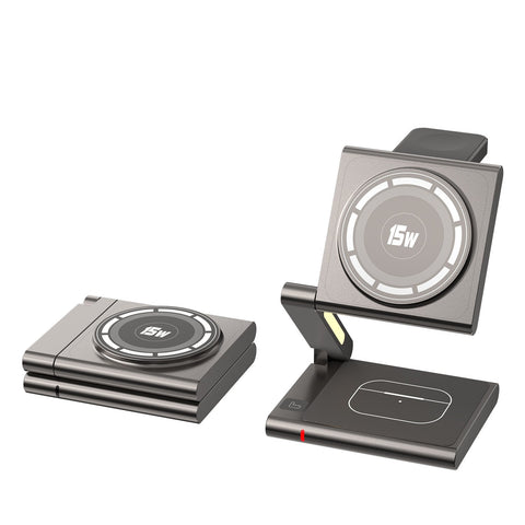 Folding Mobile Phone Headset Watch Three - in - One Wireless Charger - Zambeel