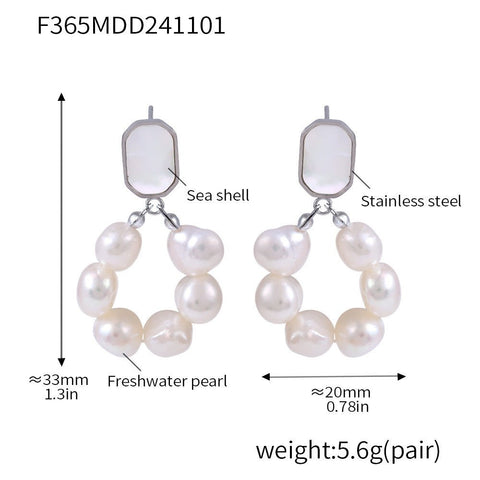 Freshwater Pearl Earrings Women's Light Luxury , Sweet Temperament, Shell Stud Earrings, Earrings - Zambeel