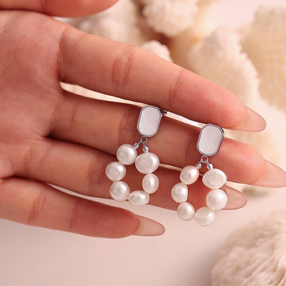 Freshwater Pearl Earrings Women's Light Luxury , Sweet Temperament, Shell Stud Earrings, Earrings - Zambeel