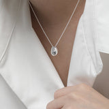 Geometric Ellipse Glossy Three - dimensional Egg - Shaped S925 Sterling Silver Pendant For Women - Zambeel