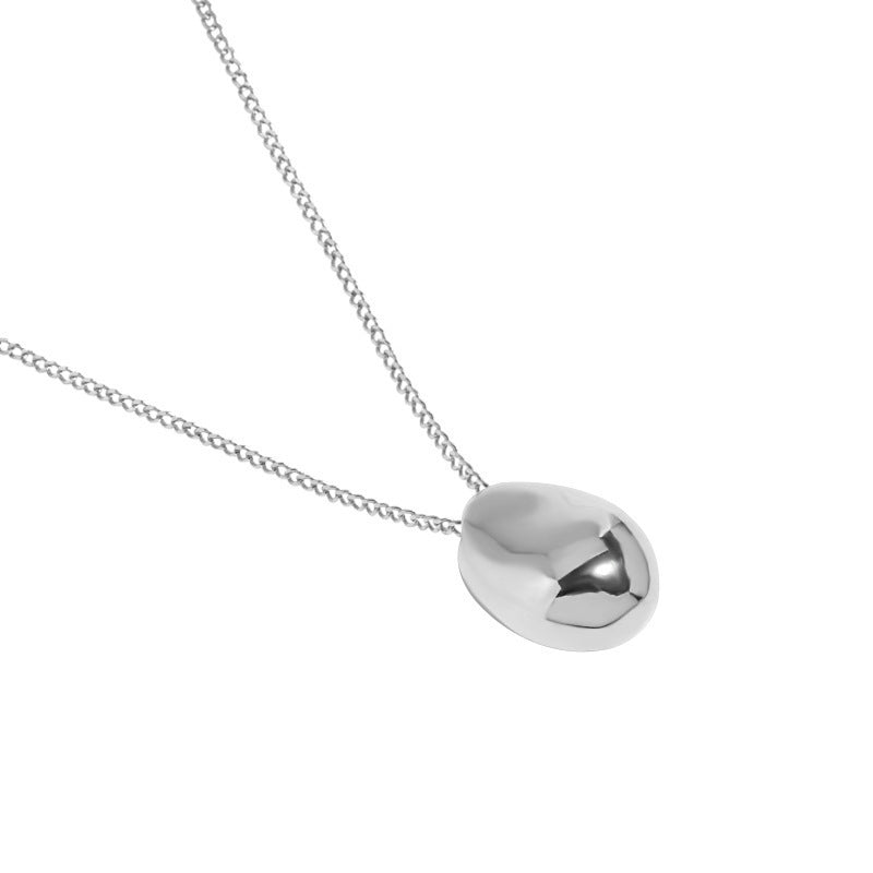 Geometric Ellipse Glossy Three - dimensional Egg - Shaped S925 Sterling Silver Pendant For Women - Zambeel
