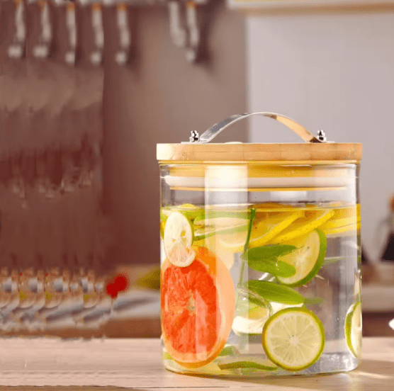 Glass Dispenser with Wooden Stand - Zambeel
