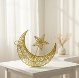 Gold Crescent Moon & Star Decorative Light Ornament - Zambeel