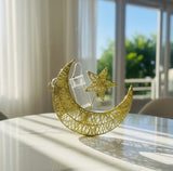 Gold Crescent Moon & Star Decorative Light Ornament - Zambeel