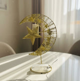 Gold Crescent Moon & Star LED Table Décor Light - Zambeel