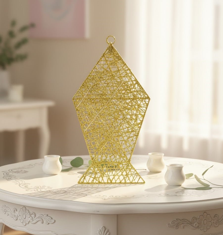 Gold Glitter Decorative Hanging Lantern - Zambeel