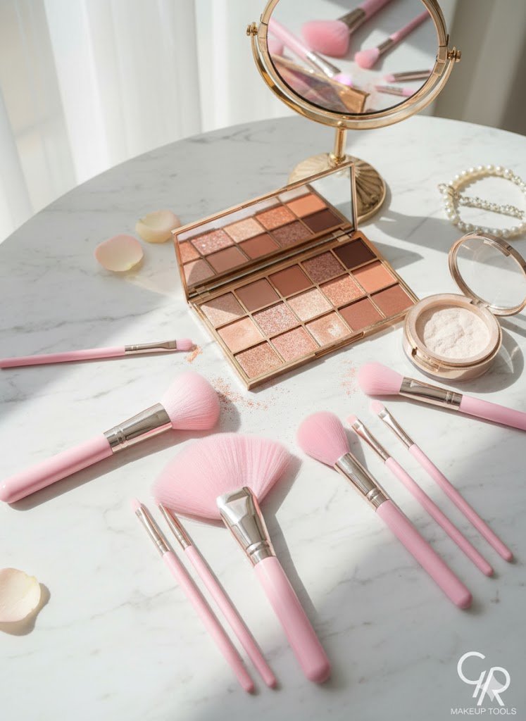 GR - Professional Pink Makeup Brush Set - Zambeel