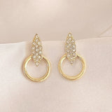 Graceful Geometric Stud Diamond Circle Design High - Grade Earrings - Zambeel