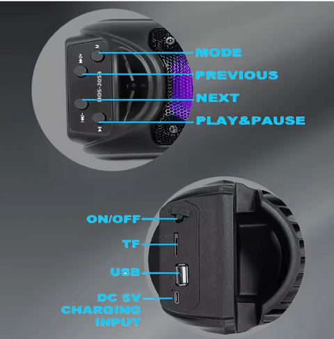 Greatnice - Wireless Bluetooth Speaker with RGB Lights - Zambeel