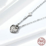 Heart Lock Necklace Women's Fashion White Gold Plated - Zambeel