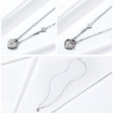 Heart Lock Necklace Women's Fashion White Gold Plated - Zambeel