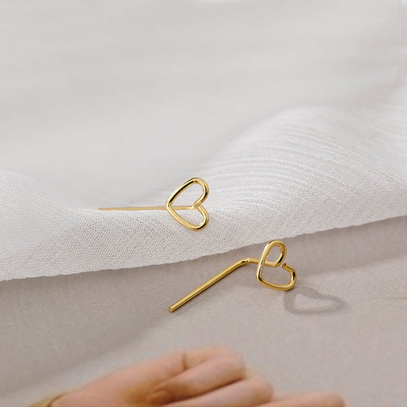 Hollow Heart Ear Studs Female Simple Cold Style - Zambeel