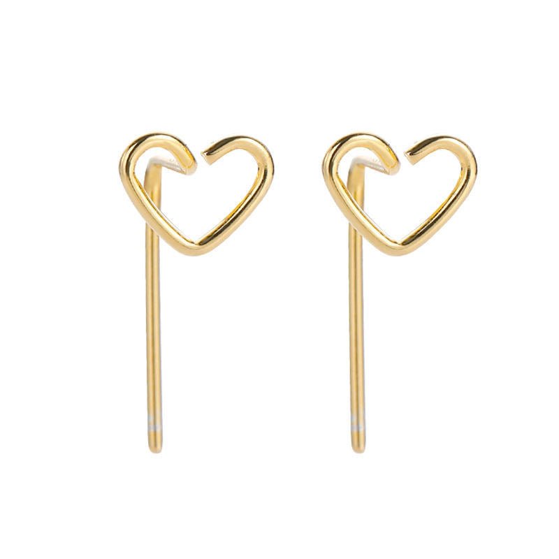 Hollow Heart Ear Studs Female Simple Cold Style - Zambeel