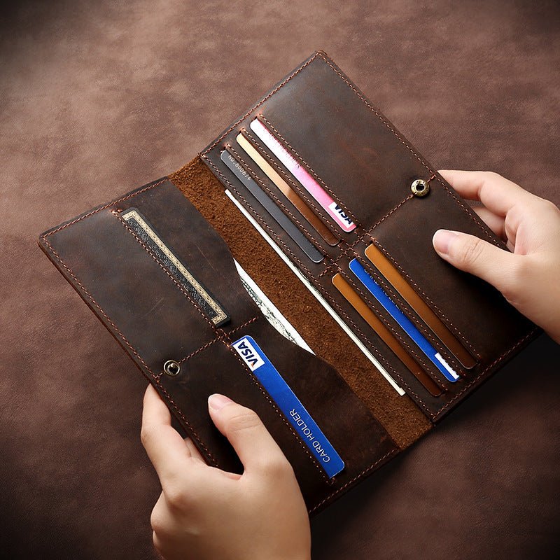Horse Long Wallet Genuine Leather Hand - held Men's Card Holder - Zambeel