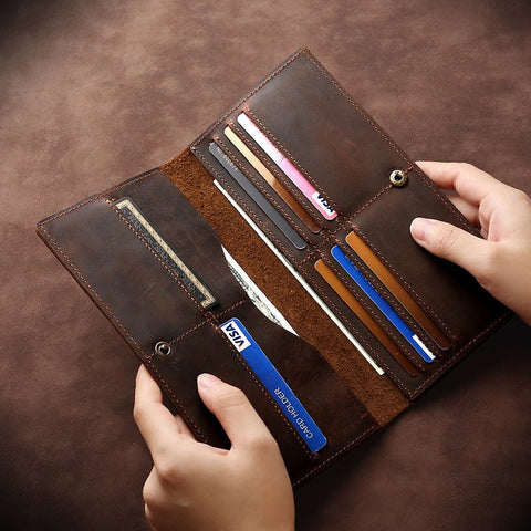 Horse Long Wallet Genuine Leather Hand - held Men's Card Holder - Zambeel