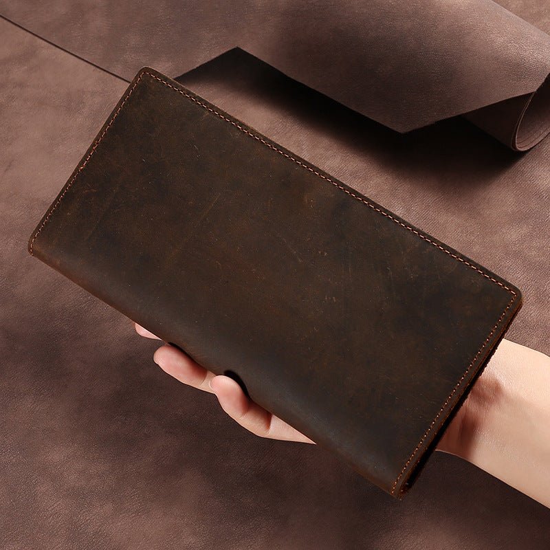 Horse Long Wallet Genuine Leather Hand - held Men's Card Holder - Zambeel