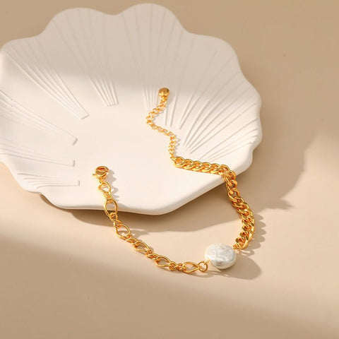 Irregular Shell Pearls Bracelet Pearl Stitching - Zambeel