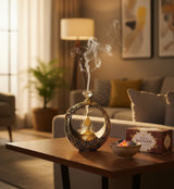 Islamic Round Crescent Frame with Hanging Golden Dome Showpiece - Zambeel