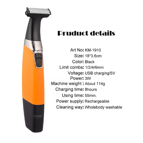 Kemei - 4 - in - 1 Waterproof Eyebrow & Facial Trimmer - Zambeel