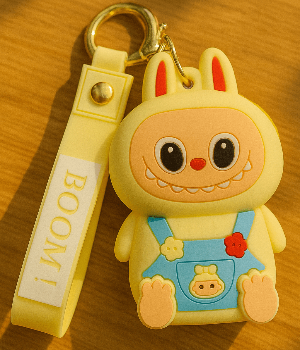 Labubu - Flocked Bunny Wrist‑Strap Keychain - Zambeel