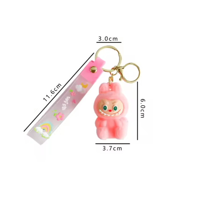 Labubu - Wish & Fuzz Rainbow Wrist‑Strap Keychain - Zambeel