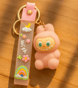 Labubu - Wish & Fuzz Rainbow Wrist‑Strap Keychain - Zambeel