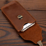 Leather Retro Mobile Phone Bag Outdoor Portable Mobile Phone Protective Cover Home Mobile Phone Storage Bag - Zambeel